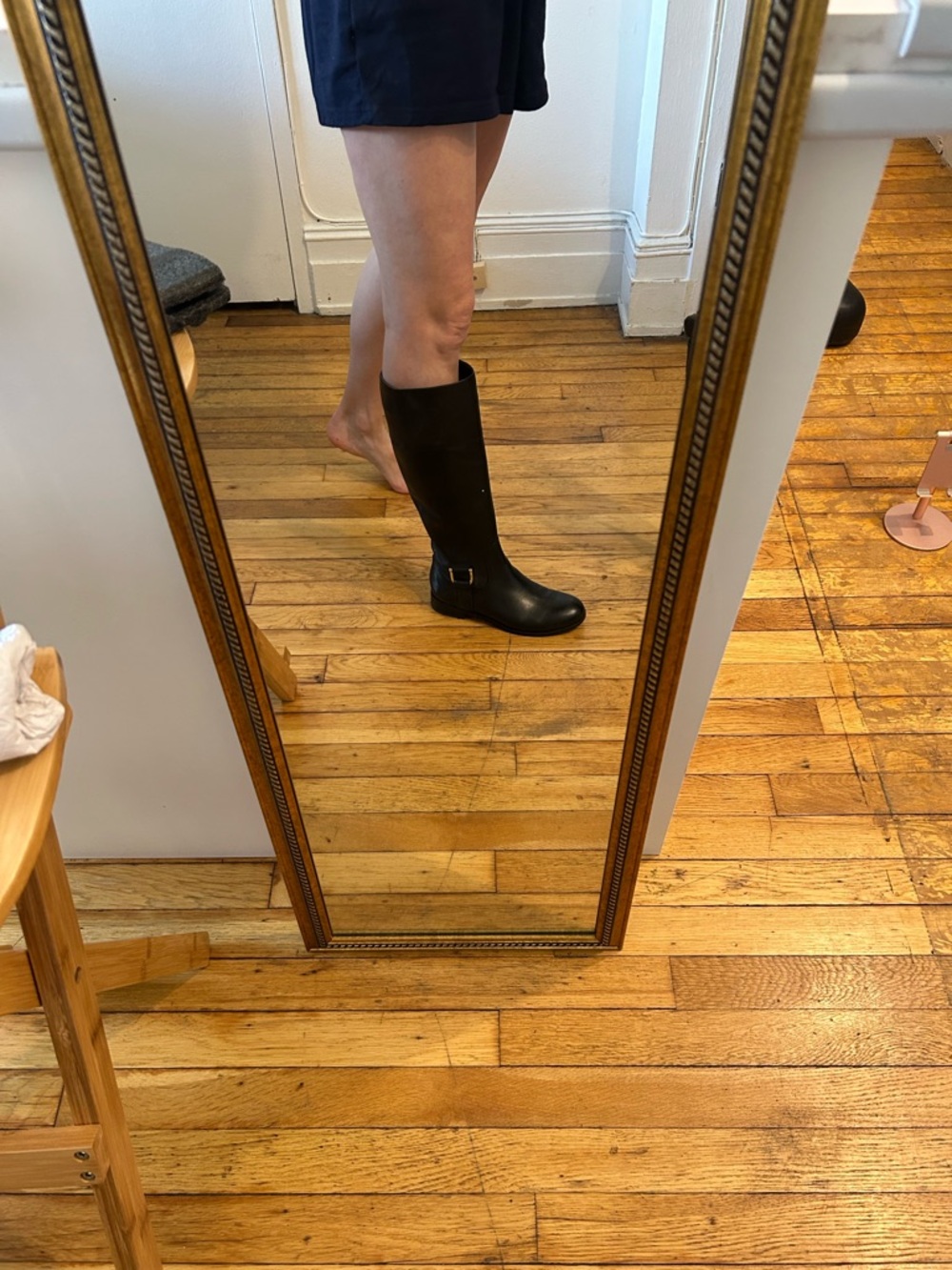 Ralph Lauren Black Knee-High Riding Boot with Buckle